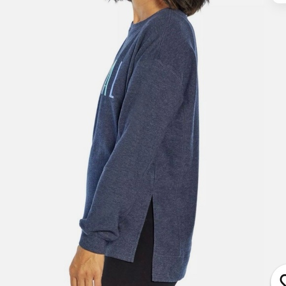 Wildfox Social Graphic Embroidered Sweatshirt XL Navy Oversized Cozy Pullover - Picture 2 of 12